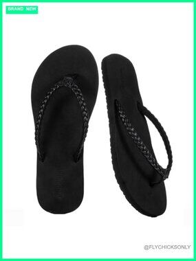 Slim Braided Flip Flop Thong Sandals with Yoga Mat Cushion Footbed